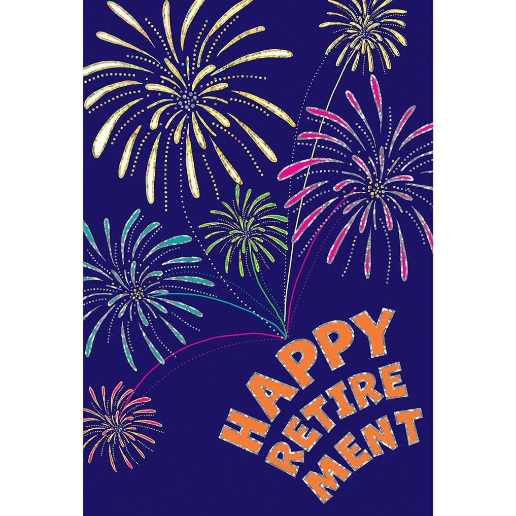 Pictura Retirement Fireworks greeting card featuring colorful fireworks design for celebrating retirement occasions.